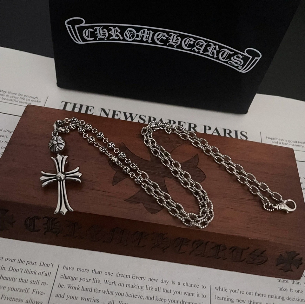 chrome hearts Cross ball necklace Cross pendant